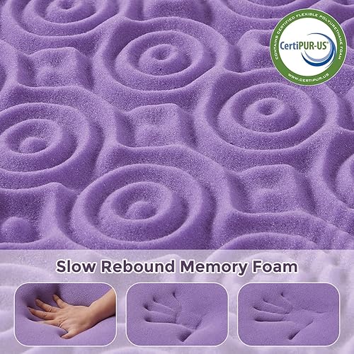 Miniatura 5 de Cubrecolchón, 2 pulgadas, tamaño Queen, de 5 zonas, de espuma viscoelástica de gel, soporte específico, alivio de presión, certificado CertiPUR-US,