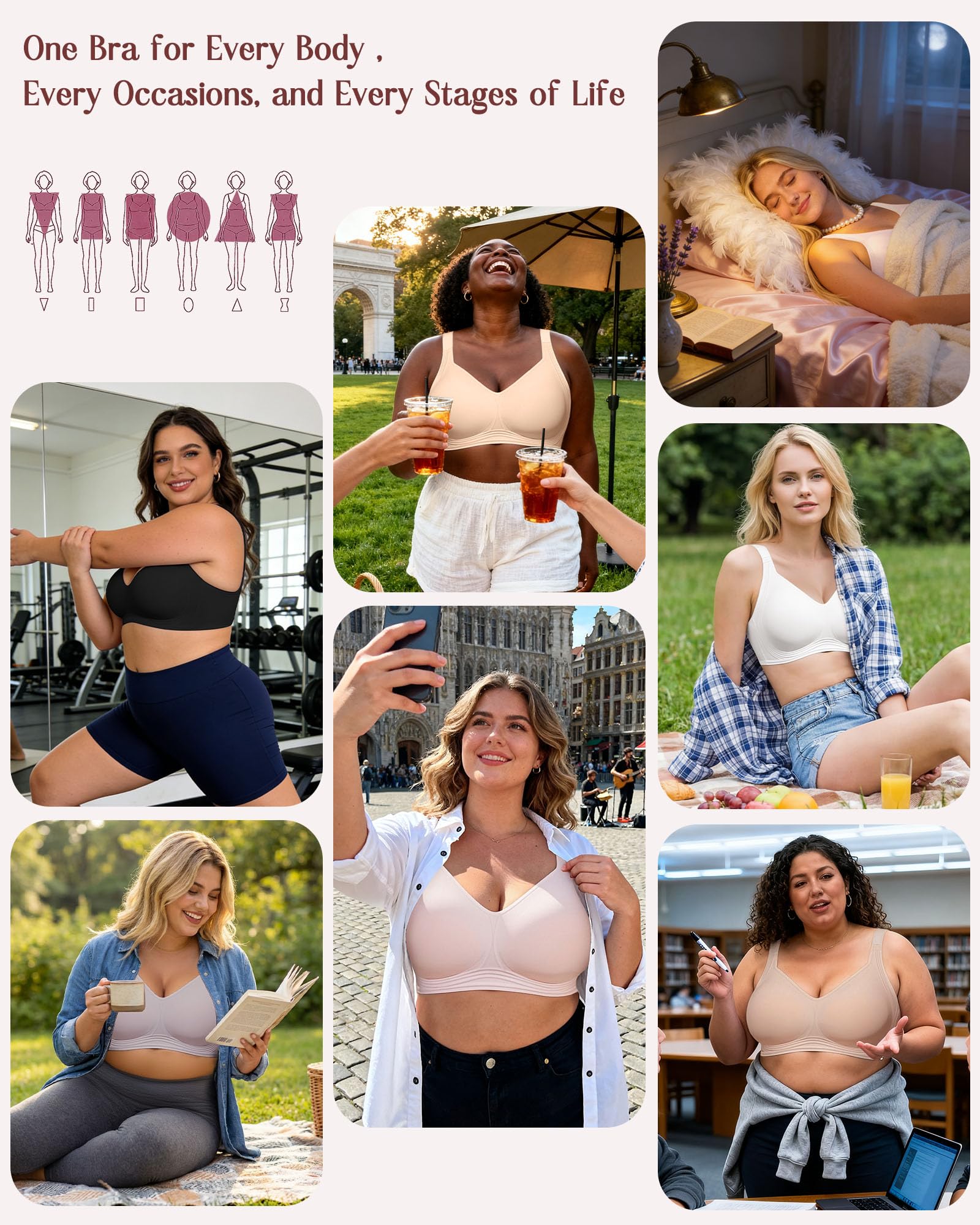 As Fairy Full Coverage Bras for Women No Underwire Supportive Wireless Plus Size Bra Seamless Comfort Bralette — view 7