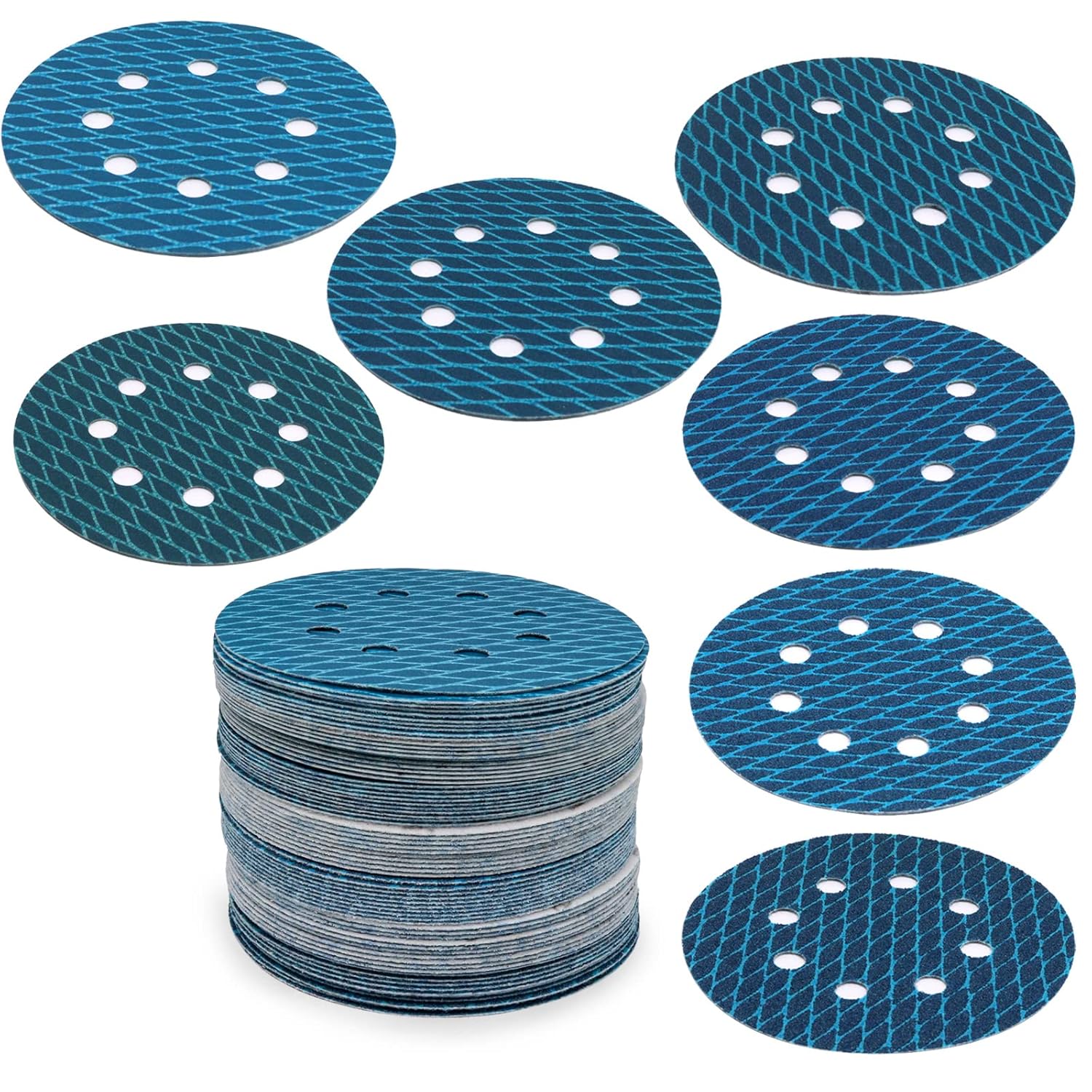 BENLIUDH 5 Inch 8 Hole Sanding Discs, Hook and Loop Sandpaper Orbital