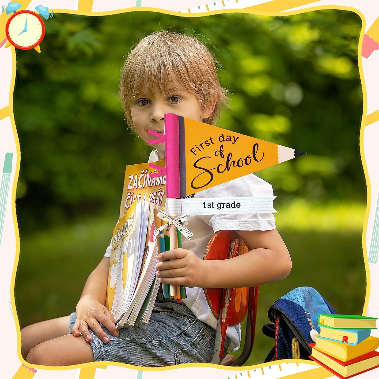 14 Pcs First Day of School Pennant Flag Felt Banner Sign, Reusable 11 Grade