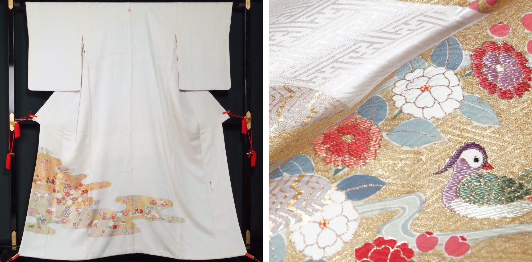 Amazon.co.jp: 京友禅 訪問着セット 松井青々 刺繍の訪問着と未使用品