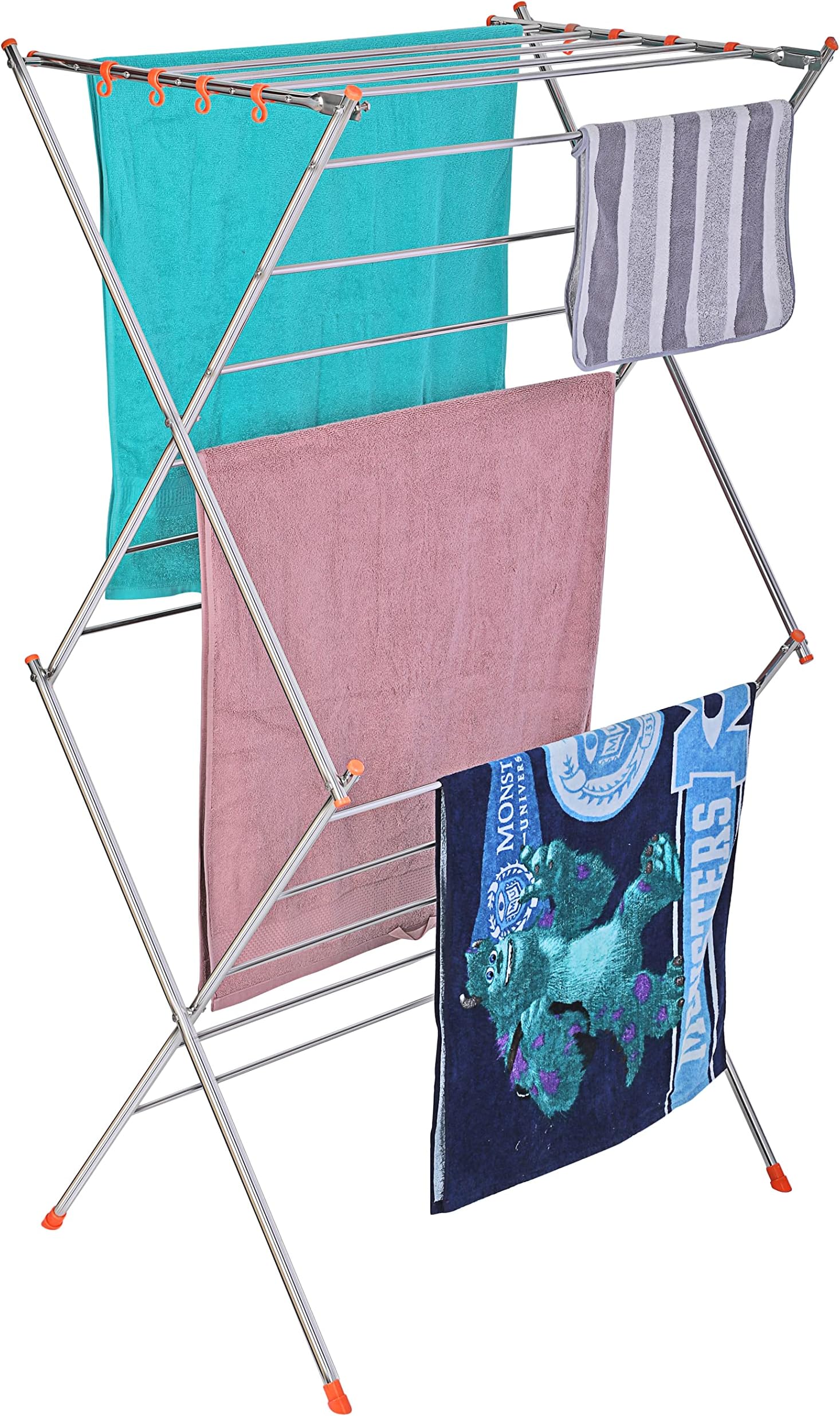 homWell Heavy Duty Stainless Steel Premium 3 Layer Tier-16 Rods (43 Feet Drying Length) Clothes Drying Stand Steel for Balcony Cloth Drying Stand Foldable Clothes Stand for Drying