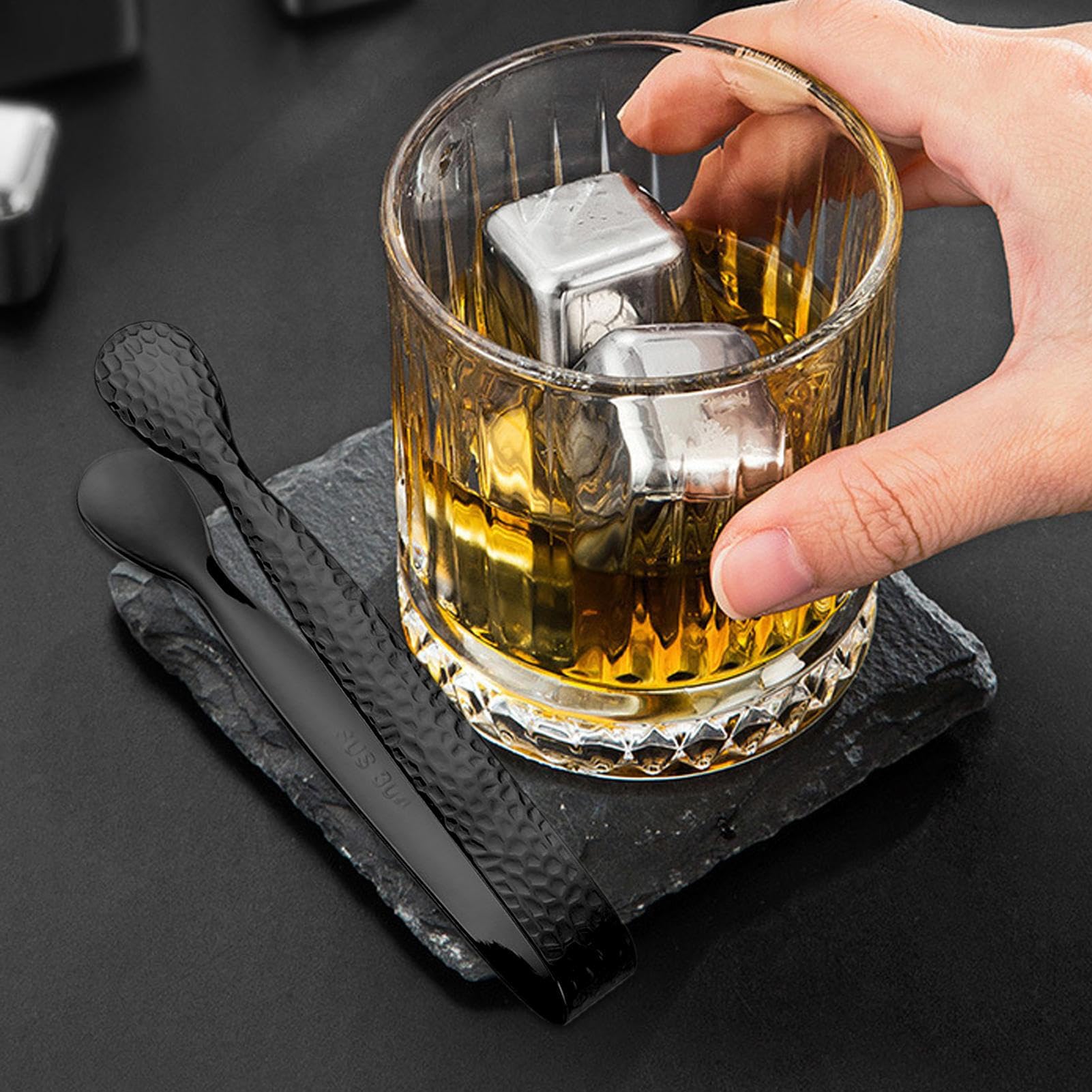 Pinzas de hielo para congelador, 2 unidades, acero inoxidable, pinzas para servir aperitivos, para rodajas de limón, barman, bebedores de té, panaderos, restaurantes, hoteles, clubes