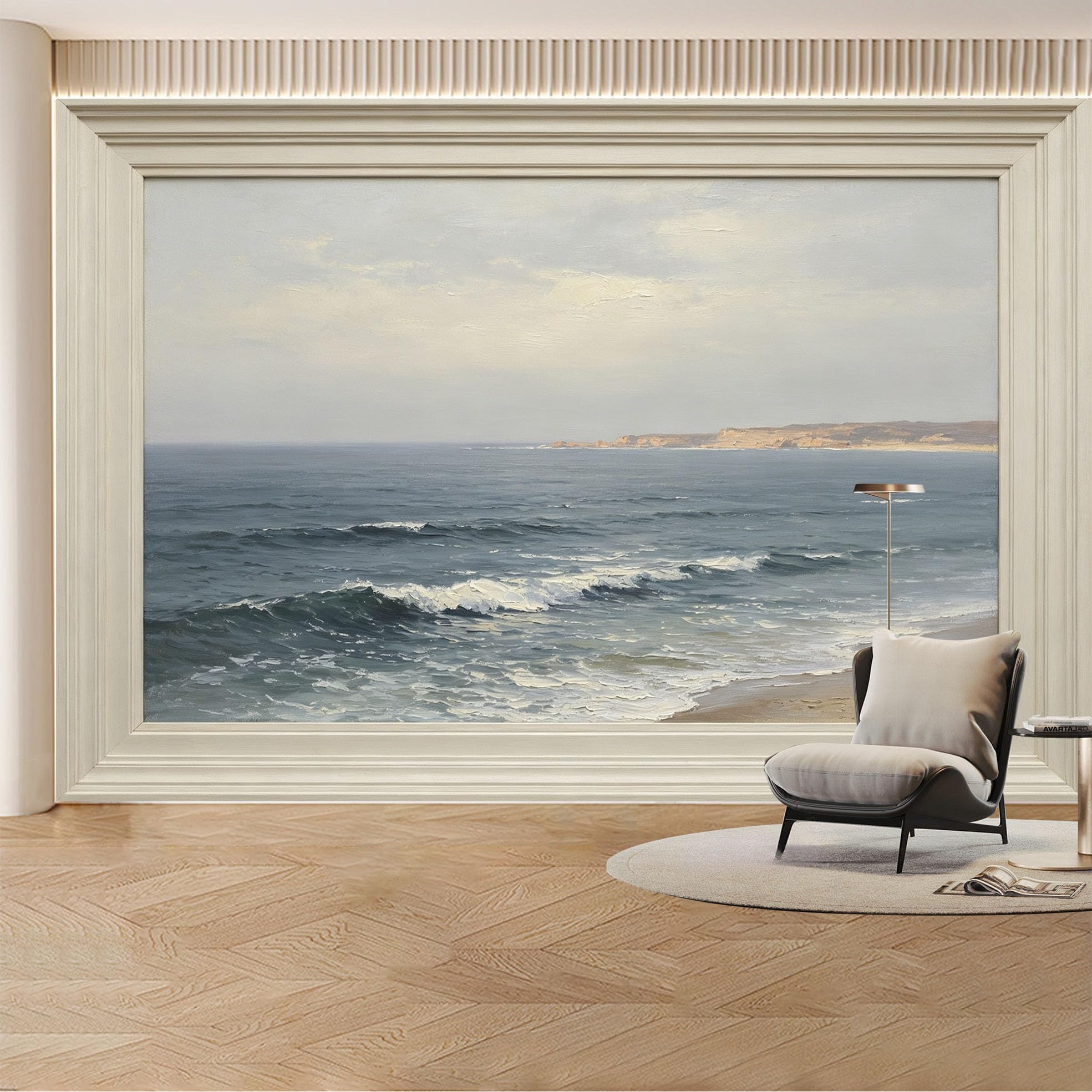 Custom Wall Mural Wallpaper Ocean Beach Landscape， Nature， Wall Decor， Large Wall Art， Minimalist， Misty Removable SelfAdhesive Large Photo for Living Room， Bedroom， Office