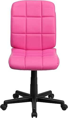 Miniatura 7 de Flash Furniture - Silla giratoria de respaldo medio de vinilo, acolchada, color negro Rosado,Gris,Negro