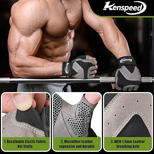 Miniatura 3 de Guantes de entrenamiento para hombres y mujeres, guantes de levantamiento de pesas con soporte para la muñeca, protección completa de la palma de la