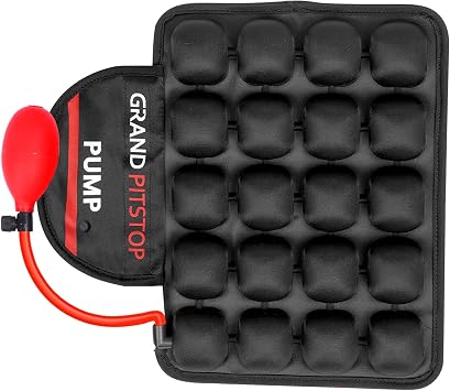 GRAND PITSTOP Motorcycle Air Seat Cushion with Air Filling Pump, Inflatable Bubble Air Pads with Breathable Mesh Cover & Non-Skid Bottom Compatible for Pillion seat of Motorcycle