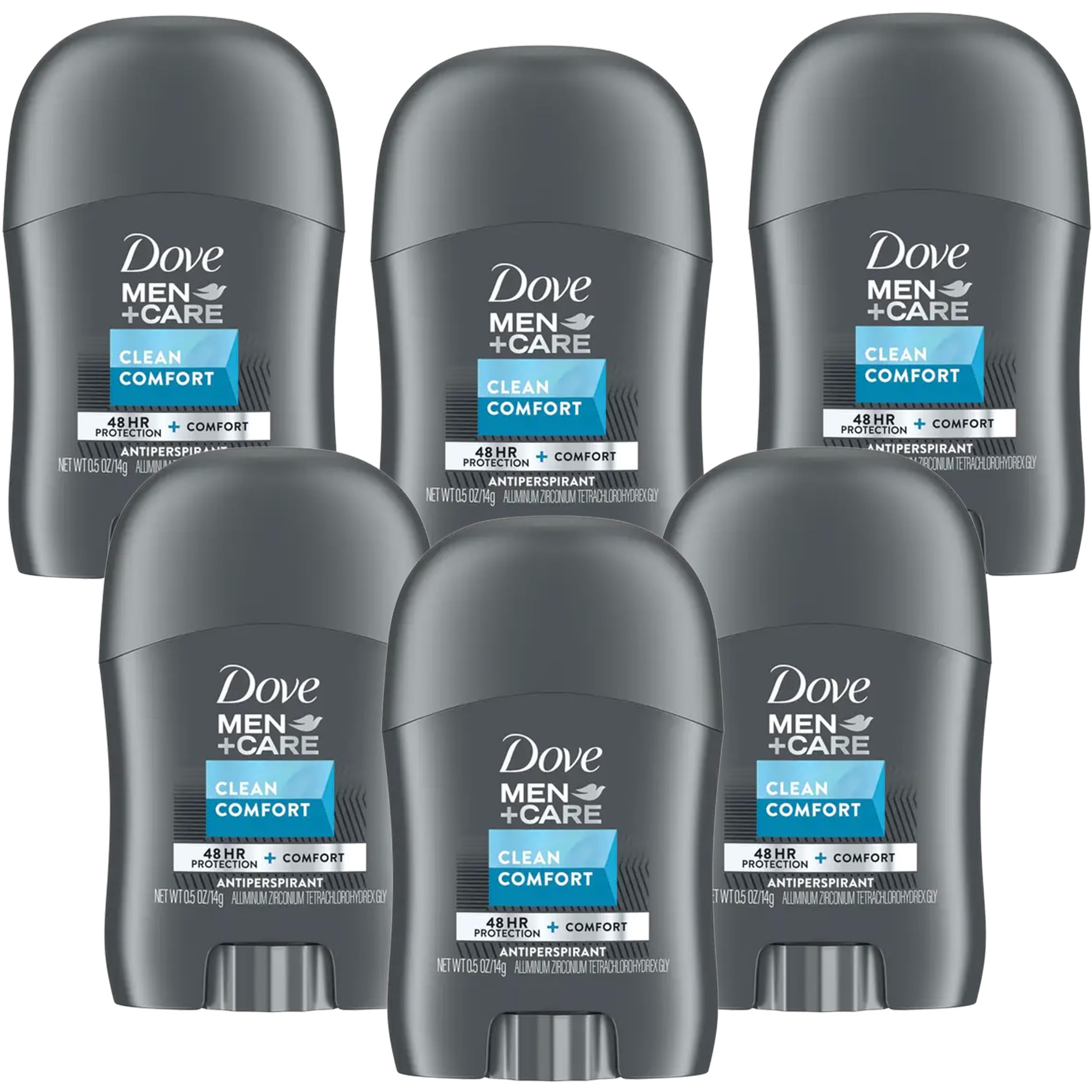 DOVE MEN + CARE Antiperspirant Deodorant Stick, 6 Pack Travel Size, Clean Comfort 48-Hour Sweat & Odor Protection Antiperspirant for Men, 0.5 oz Each