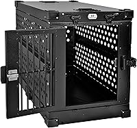 Vista 5 de Jaula para perros de aluminio con recubrimiento en polvo totalmente plegable y resistente, mediana (negro)