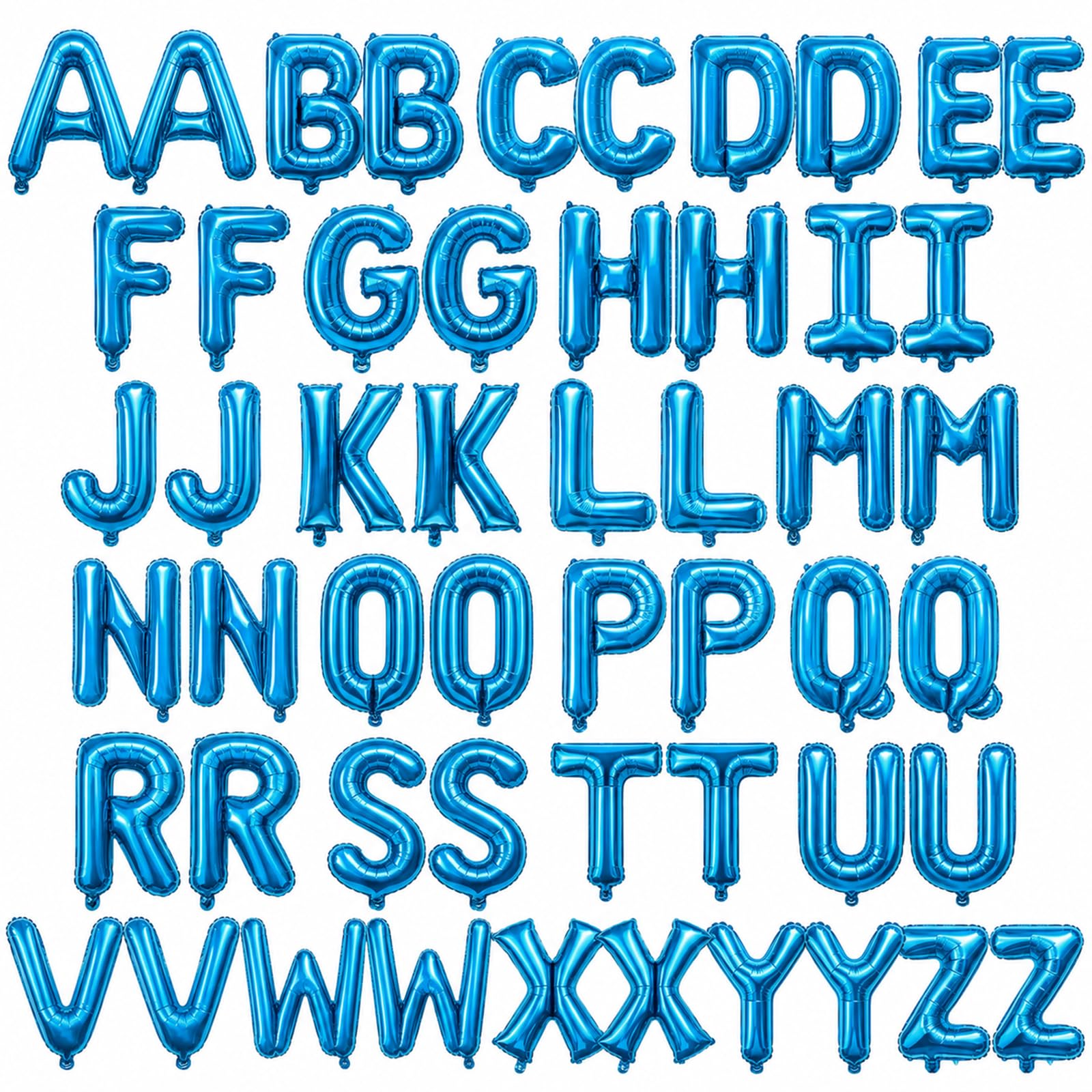 52 Pcs Blue Letter Balloons 16 Inch Mylar Foil Alphabet Letters 2 Sets A- Z Custom Phrase DIY Personalized Phrase Banner for Birthday Graduations Anniversary Celebration Wedding Party Decorations