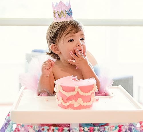 Miniatura 3 de WAUAO Decoraciones de fiesta de té de Alicia en el país de las maravillas Coronasombrero de cumpleaños, traje rosa para niña de segundo cumpleaños