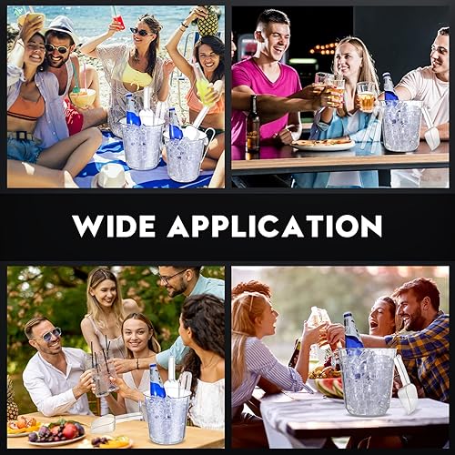 Miniatura 7 de Irenare Cubos de hielo acrílicos para fiestas, cubo de vino transparente de 3.5 L con cuchara de hielo y pinzas de plástico para botellas y botellas