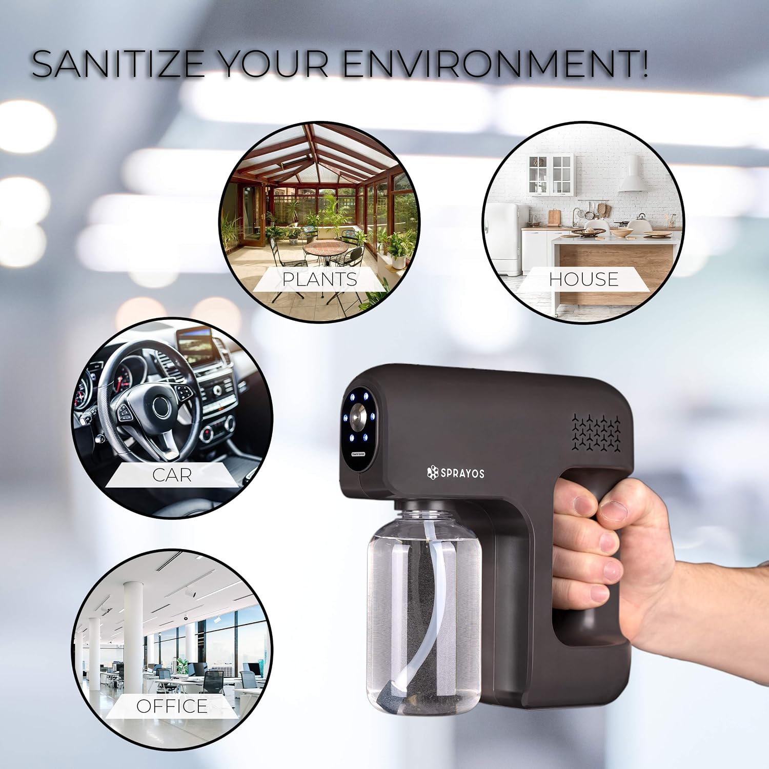 Black Friday Sale 2022 Sprayos Handheld Sanitizer Disinfectant Mist Sprayer Machine - Electric Battery Powered Nano Atomizer Steam Gun - Great for Disinfecting Home, Office, Restaurant, School, Gym, or Gardening (Grey) Up To 40% OFF Sprayos Handheld Sanitizer Disinfectant Mist Sprayer Machine - Electric Battery Powered Nano Atomizer Steam Gun - Great for Disinfecting Home, Office, Restaurant, School, Gym, or Gardening (Grey)