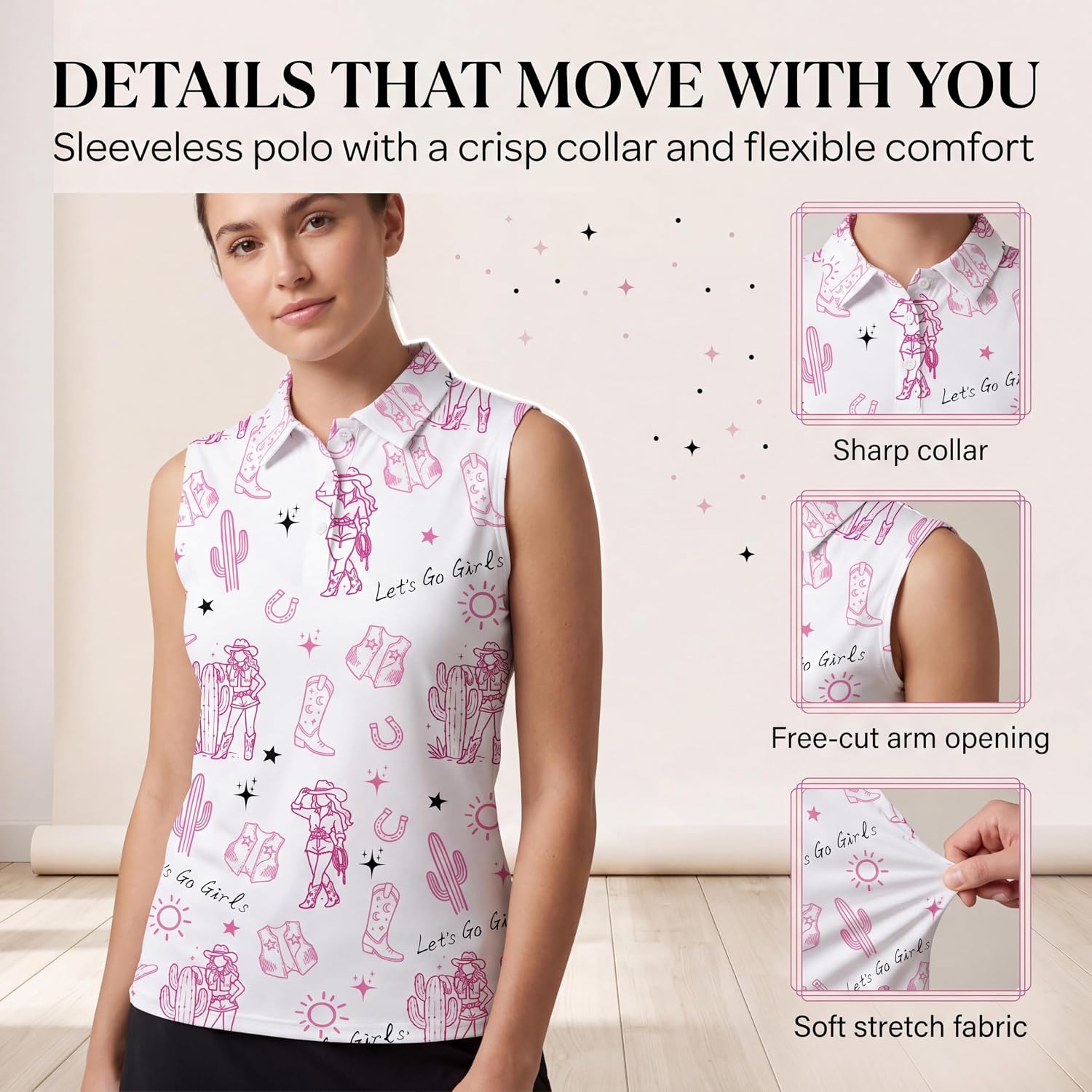 Golf Outfits for Women Sleeveless Golf Polo Shirts for Ladies Collared Athletic Clothes Tank Tops Workout Running