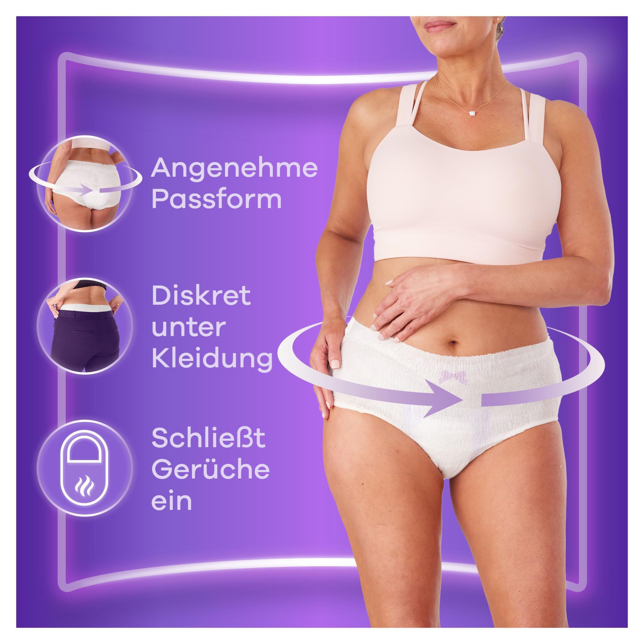 Always Discreet Majtki z nietrzymaniem moczu, dla kobiet, rozmiar M, 10 majtek, zapobiegają wyciekom i zapachom, przyjemne i prawie niezauważalne