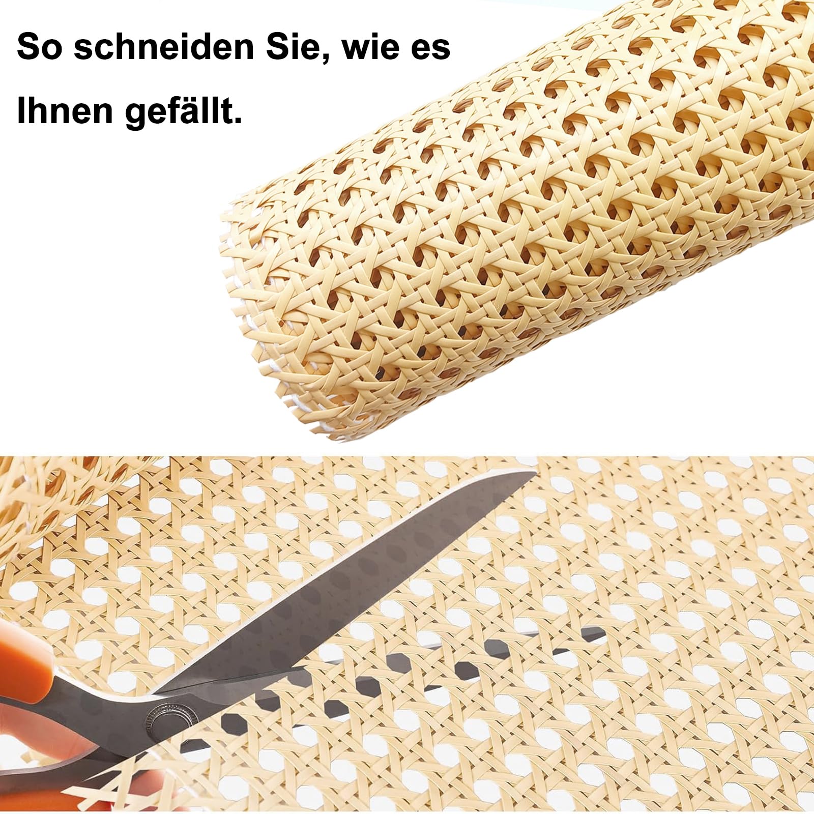 ALLINKIT Rattan Webbing Roll,16 Inch x 3.3 Feet Cane Webbing Roll,PE Plastic Cane Webbing Material for DIY Home Decor Projects,Pre Woven Rattan Mesh for Furniture,Chair,Cabinet,Ceiling,Light Shade - Image 3