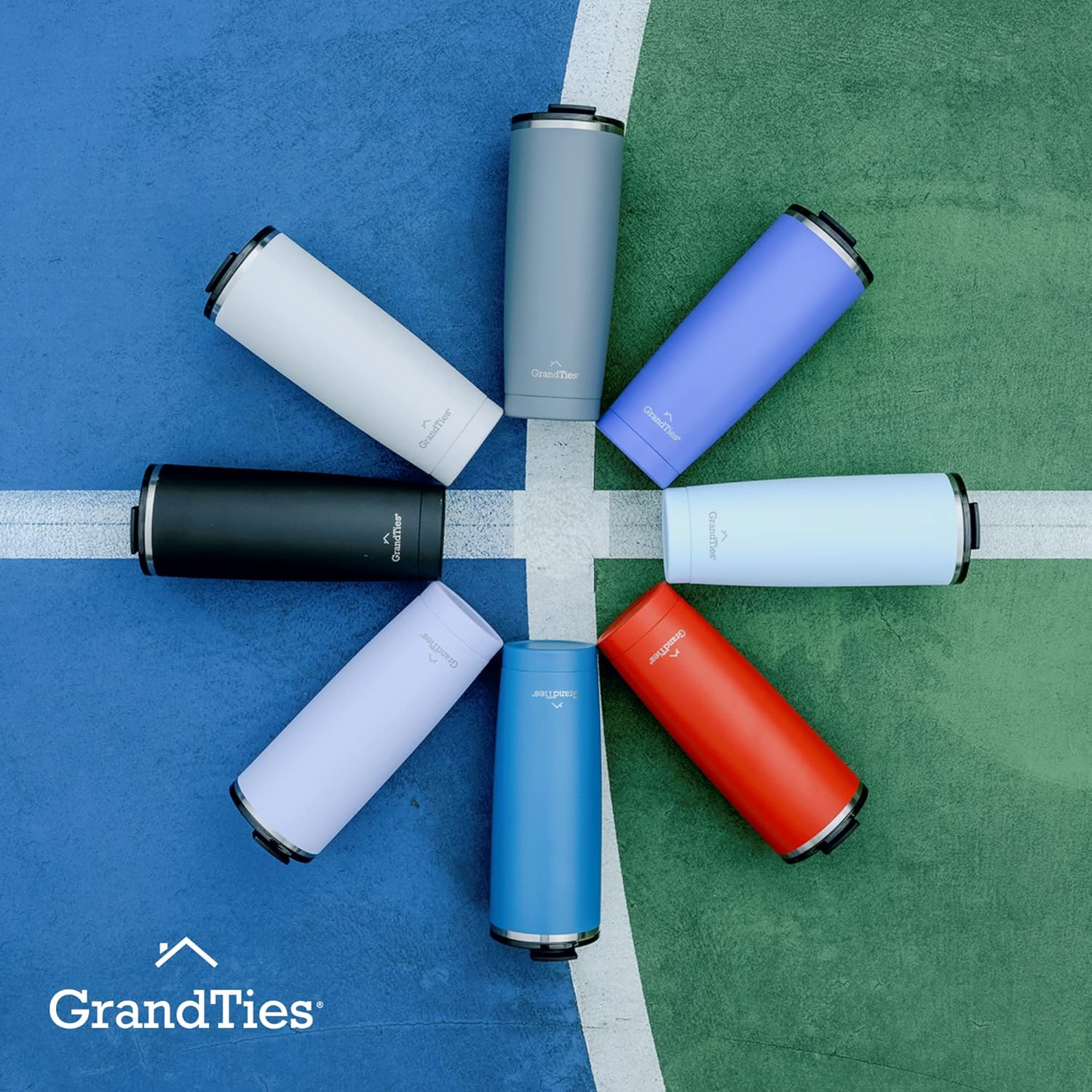 GRANDTIES Insulated Coffee Tumbler Cup w/Tritan Lid | Leak Proof, Reusable, Double Walled Vacuum Stainless Steel Water Bottle Travel Mug | Thermal Cups for Hot and Cold Drinks | 20oz | Cobalt Blue