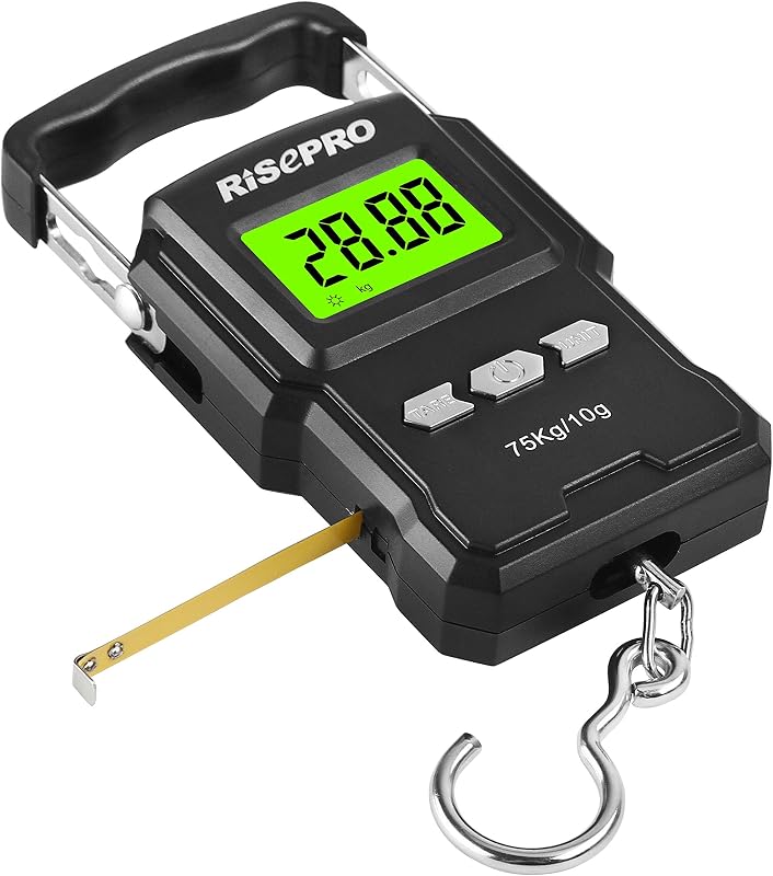Báscula Digital para peces de 75Kg/165Lb con regla de 39 pulgadas balanza electrónica para equipaje báscula con gancho para colgar Postal de pesca WHA08