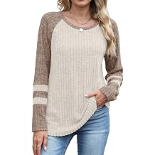 JomeDesign Womens Sweaters Long Sleeve Sweatshirts Color Block Casual Fall Shirts 2025 Trendy S-2XL