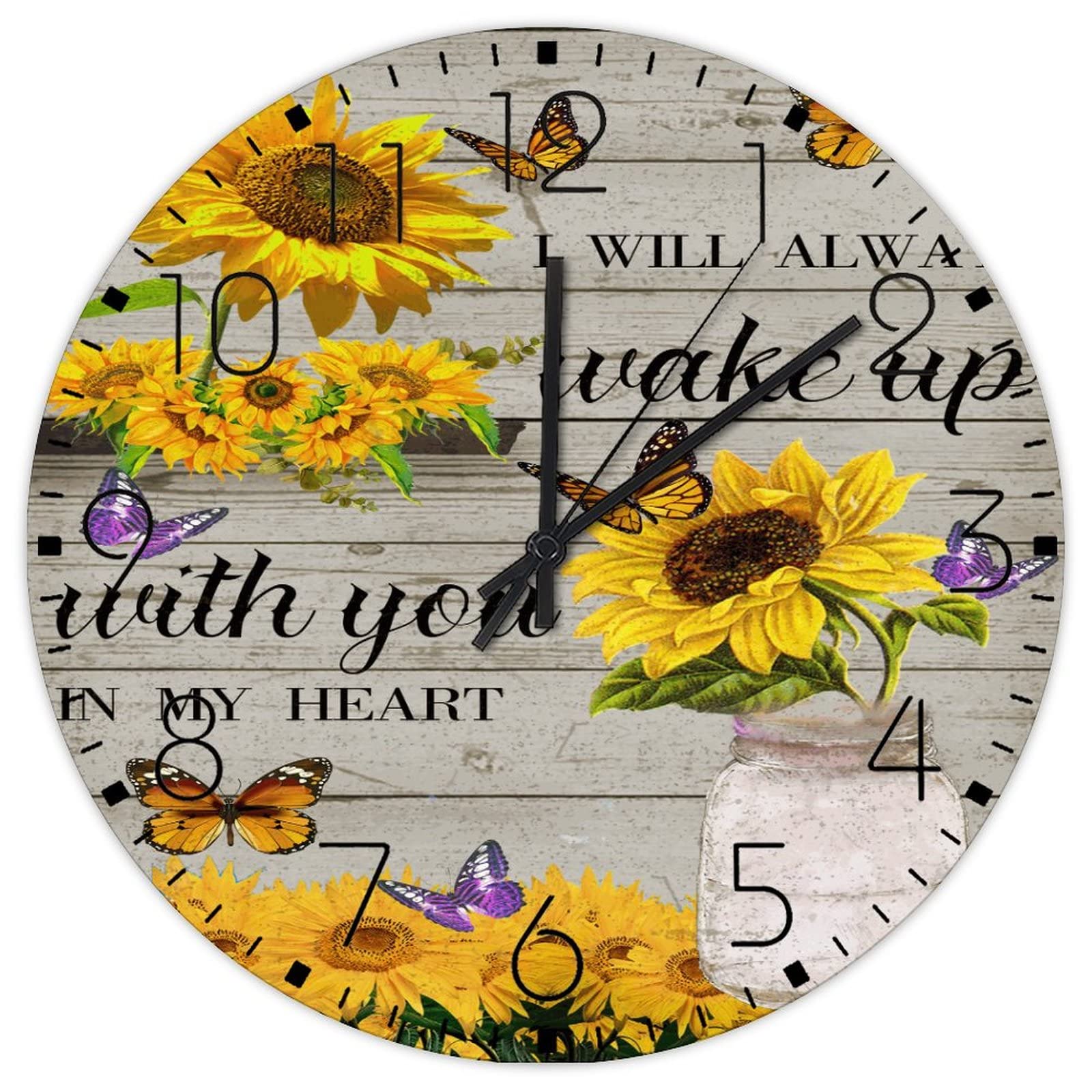 Horloge murale en bois romantique I Will Always Wake Up with You