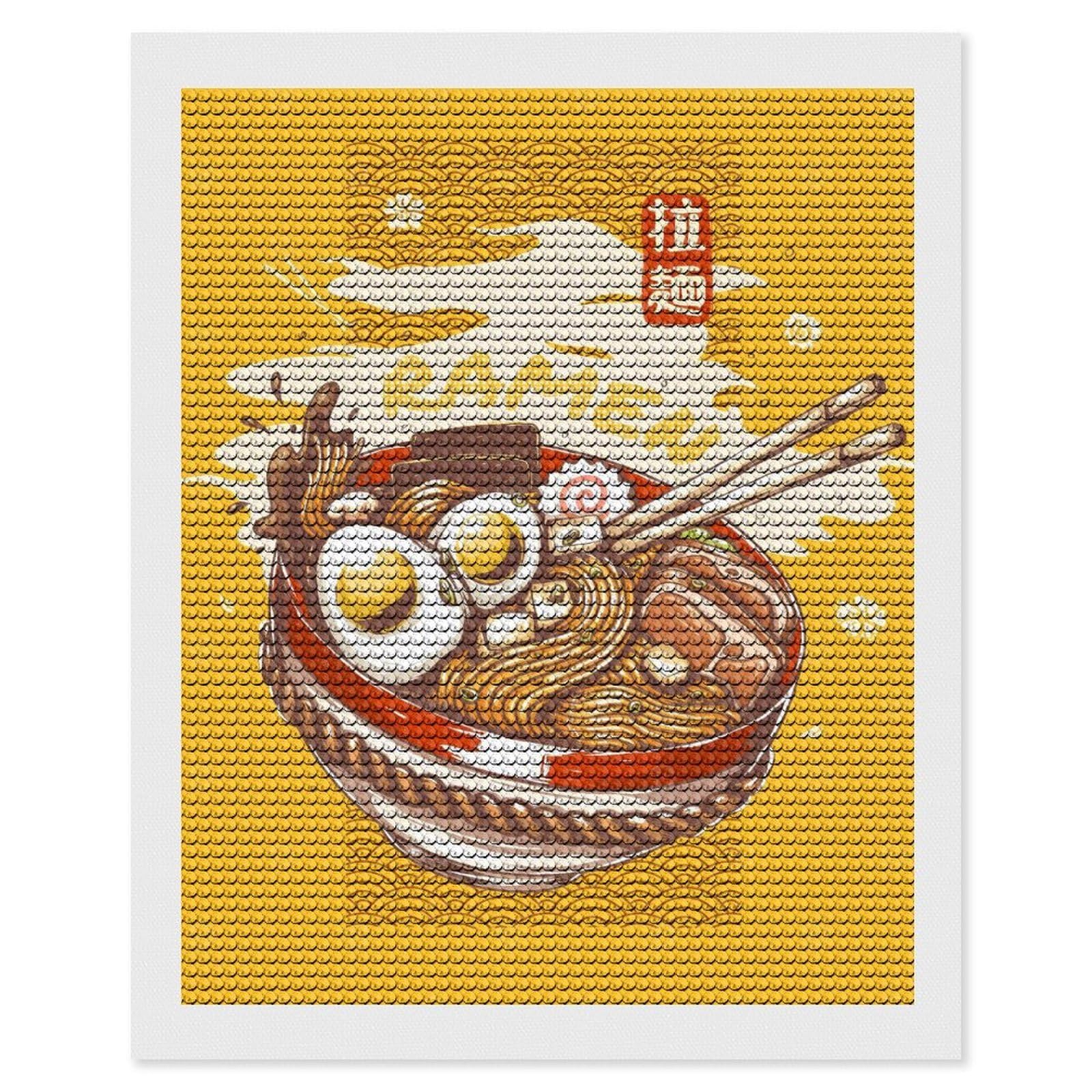 Junmoney Ramen DIY Diamond Art Canvas Kit 16"x20", Christmas Gift, for Family Craft Time, Leisure Activity, Home Wall Art