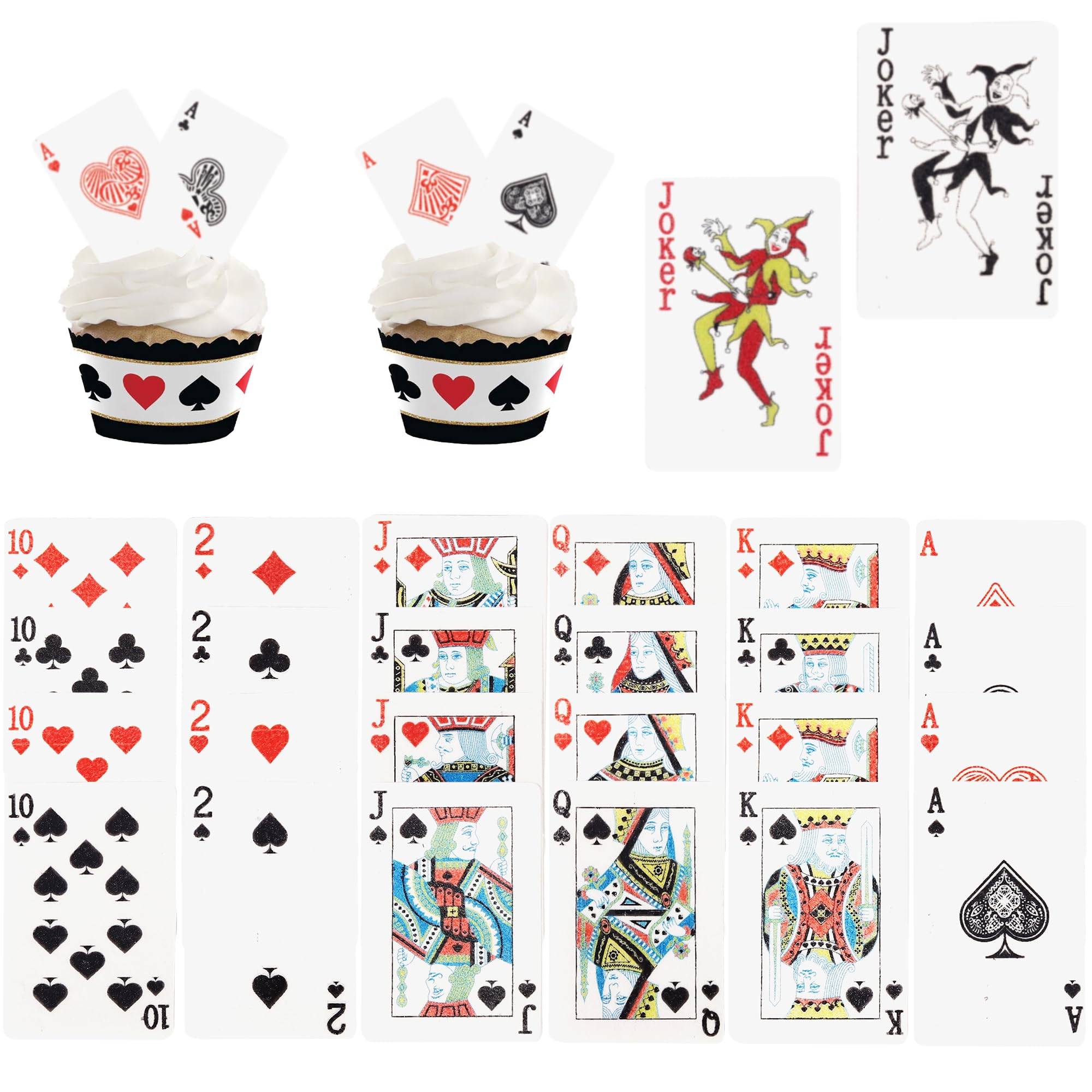 Lot De 25 Décorations De Gâteau De Poker Casino - Thèmes De Divertissement - Cartes à Jouer - Décoration D'anniversaire - Décoration De Gâteau D' Anniversaire - Décoration De Gâteau Pour Fête