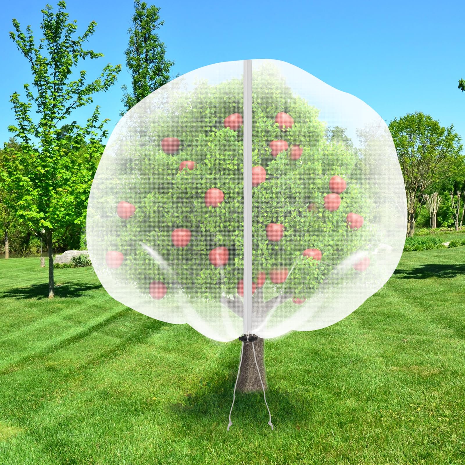 1 paquete de 10 bolsas grandes de red para árboles frutales de 10 pies con cremallera y cordón, red de pájaros para arbustos de arándanos y manzanos, cubierta de red de jardín que protege las plantas