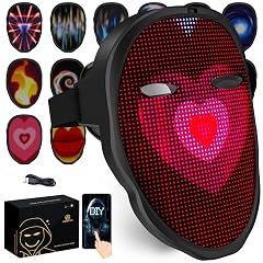 MEGOO Led Mask with Bluetooth Programmable App Shining Led Light Up Face Mask for Adult Kid Halloween Masquerade