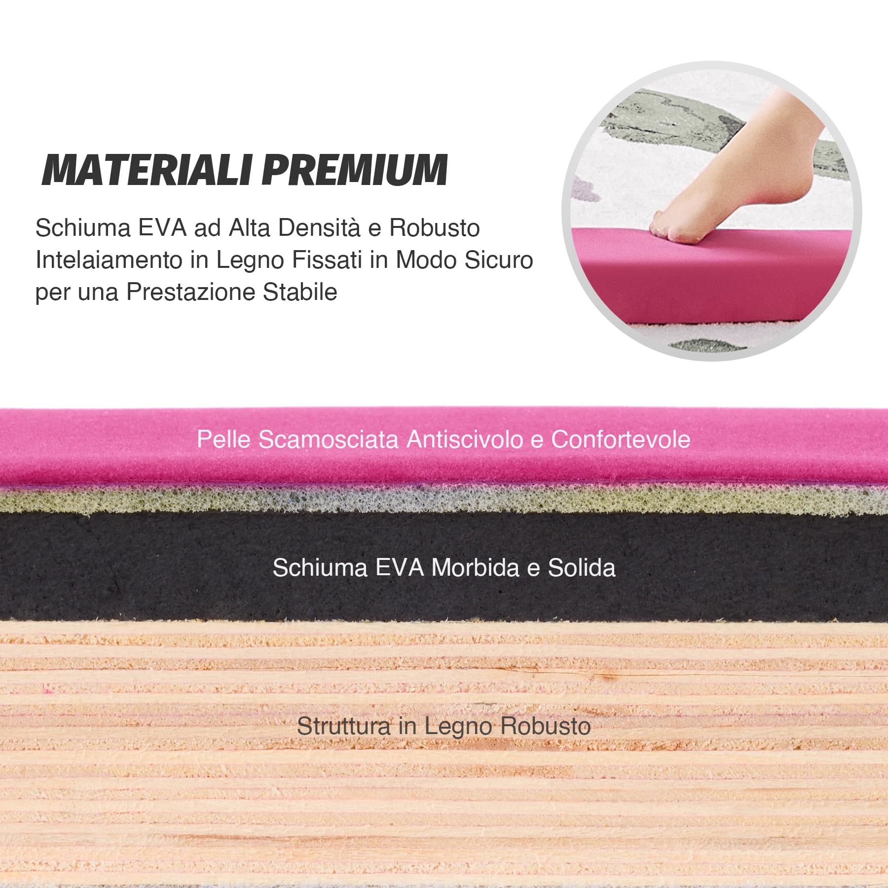 Trave Di Equilibrio Pieghevole Per Ginnastica - 240/270/300cm, Schiuma EVA - Foto 12