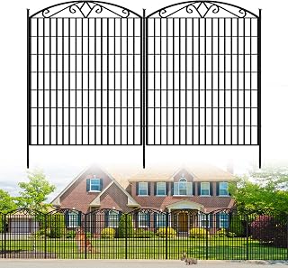 COLRASN 15 Panels No Dig Dog Fence for Yard - 33in Tall x 32.5ft Wide Rustproof Outdoor Animal Barrier with Stakes