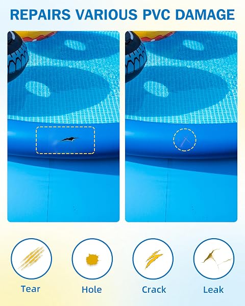 Jevvu Pool Repair Kit, 80ml Heavy Duty Waterproof Air Mattress Patch Kit for Hot Tub, Pool, Boat & Inflatables β Includes Patches, Scraper & Applicator Tool - 5