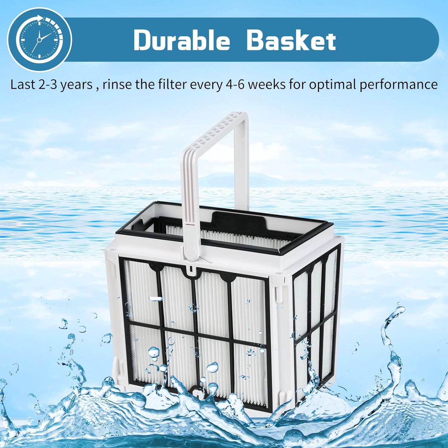 Ultra Fine Filter Basket Compatible with Dolphin Pool Cleaner - Explorer E30, M600, S200, Proteus DX4, Triton PS, S300, Active 20 etc., Pleated Pool Cleaner Replacement Part, Part# 9991458-R1