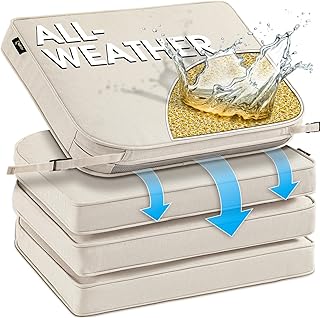 SUNROX DryFast Foam Outdoor Chair Cushion with DryMesh Drainage, All-Wea...