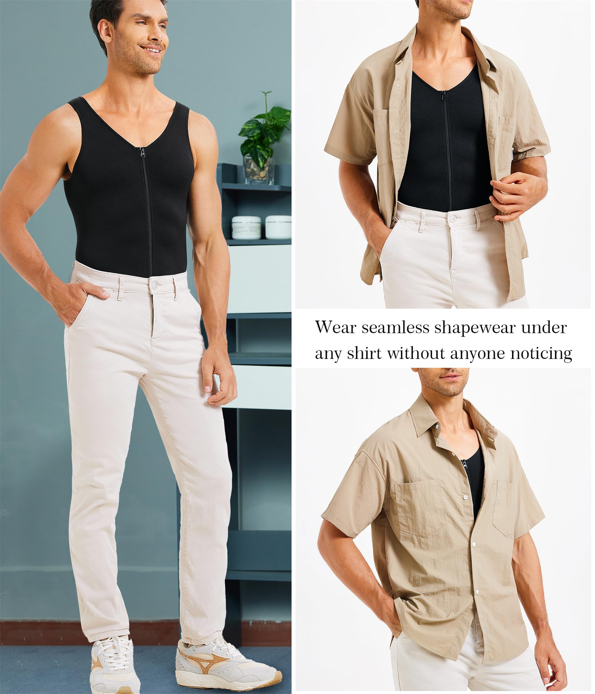 KUMAYES Débardeur Homme Sculptant Full Body Shaper sans Couture Gaine Ventre Plat Compression Shirt Minceur sous-vêtements