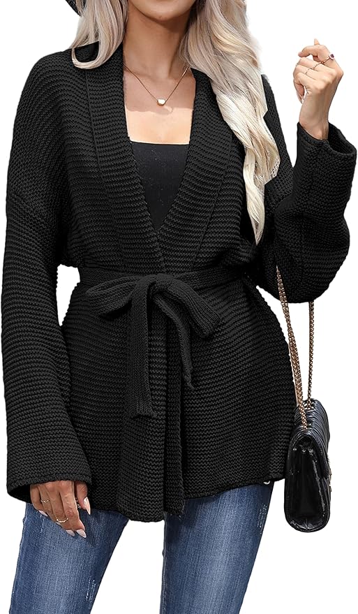 Women's Open Front Cardigan Long Sleeve Knit Sweater