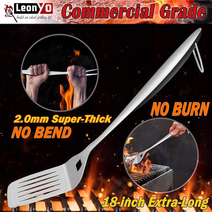 Set de 6 herramientas para parrilla, acero inoxidable 18 pulg miniatura 2