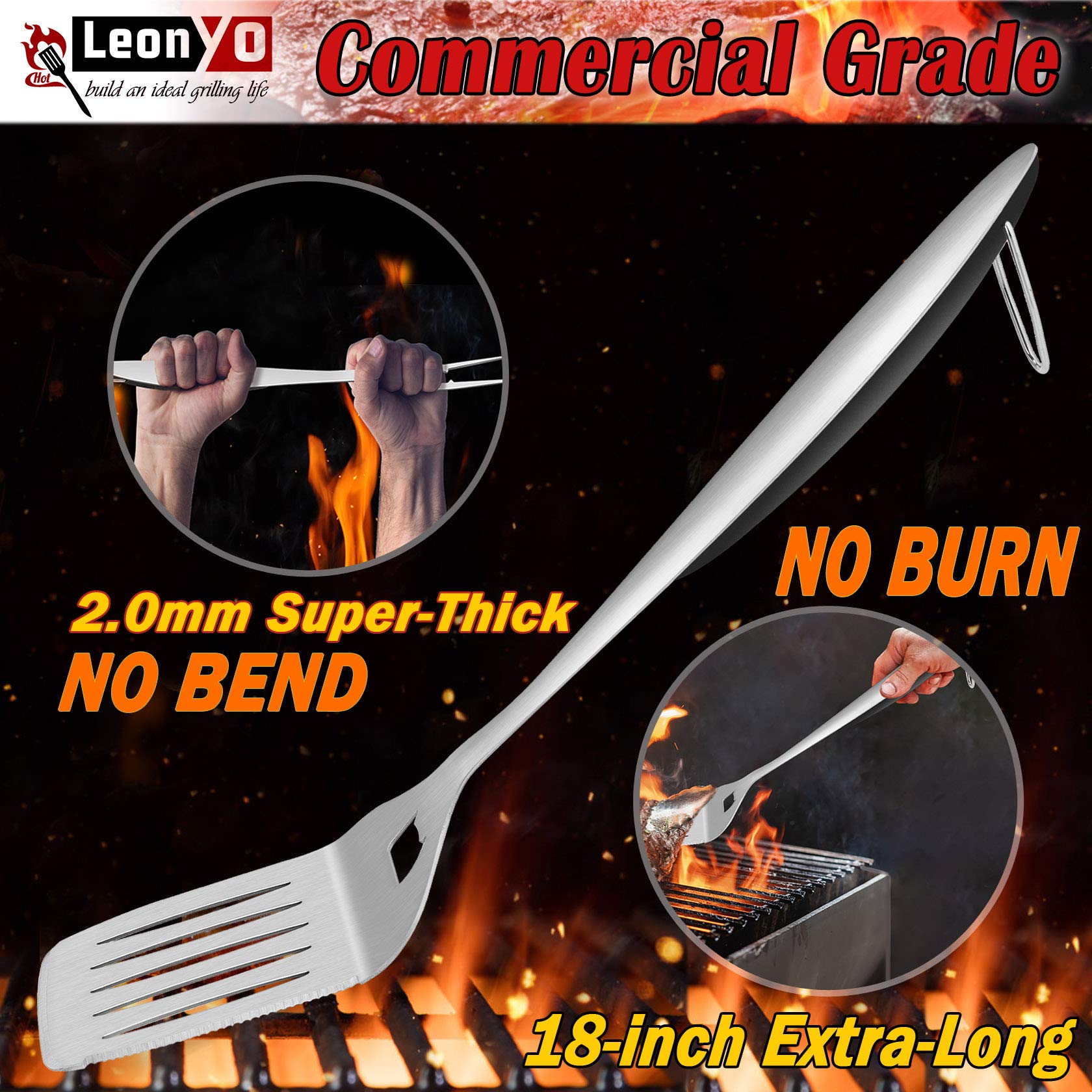 Leonyo XHY02 - Set di 6 utensili per barbecue, colore: Nero