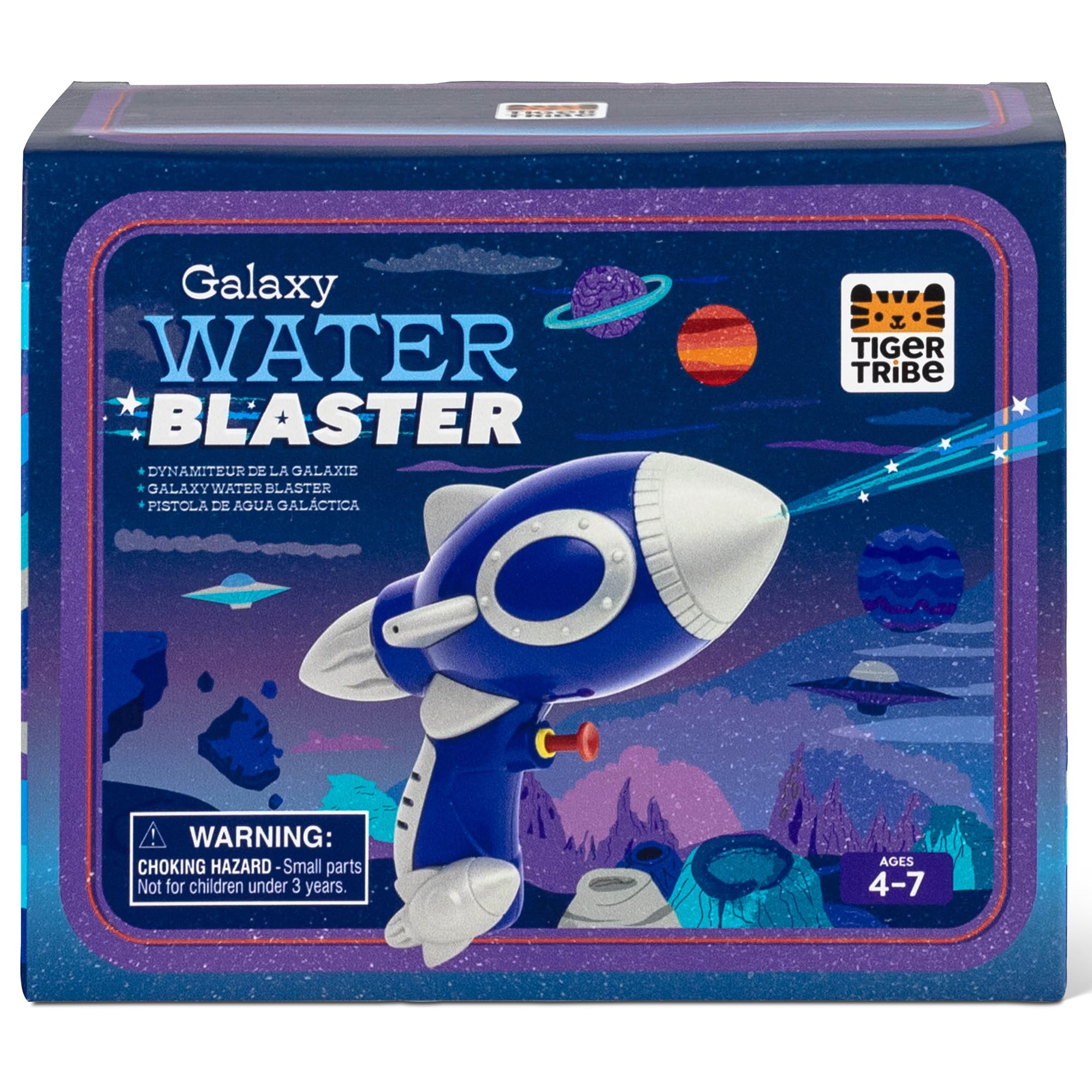 Tiger Tribe: Galaxy Water Blaster - Blue & Silver, Space-Themed Toy Squirt Gun, Long Range & Accuracy, Fun Outdoor Water Play for Active Kids Aged 4+