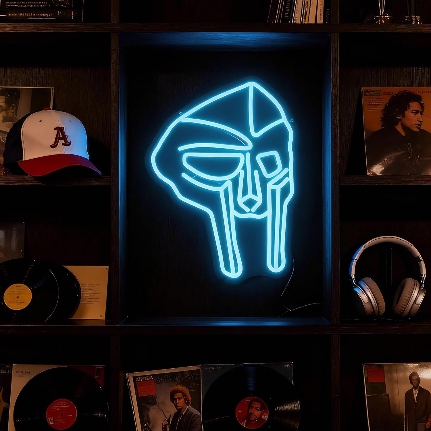 Mask Neon Sign, Blue Hip Hop Icon Wall Light, Inspired by Underground Rap Legend, MF DOOM Tribute Art, Cool LED Decor for Music Room & Man Cave (15.7"x11.4") - Image 2