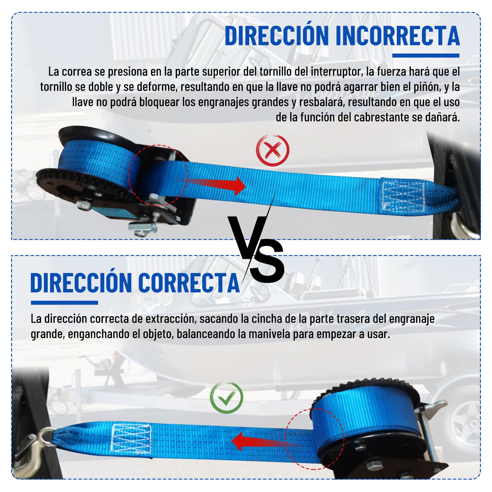Pindex Cabrestante para barco con correa de 10 m, 800 kg, con antirretroceso | Con gancho de carga, palanca de bloqueo, tornillo, tuerca y arandela, para taller, garaje, remolque, dinghi, madera