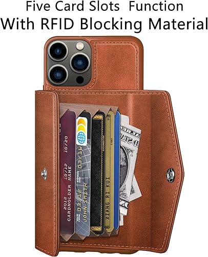 Miniatura 4 de SUANPOT Funda tipo cartera para iPhone 13 Pro Max de 6.7 pies con bloqueo RFID, soporte para tarjetas de crédito, funda de piel sintética con tapa