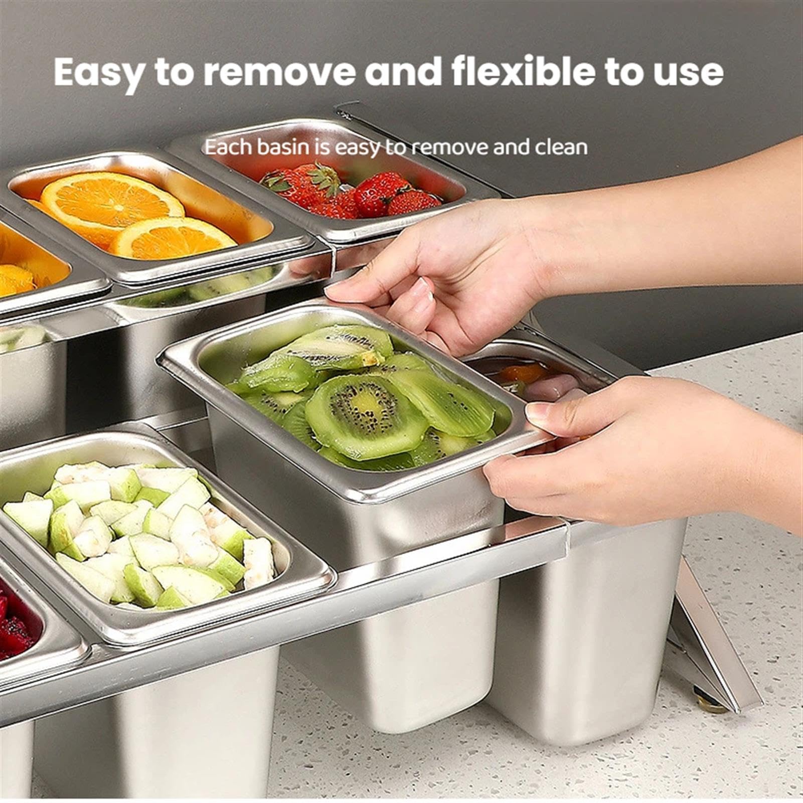 Set di contenitori per condimenti regolabili in acciaio inossidabile con coperchi e cucchiai, perfetti per cucina, buffet, cibo, per uso domestico e oggetti essenziali per feste