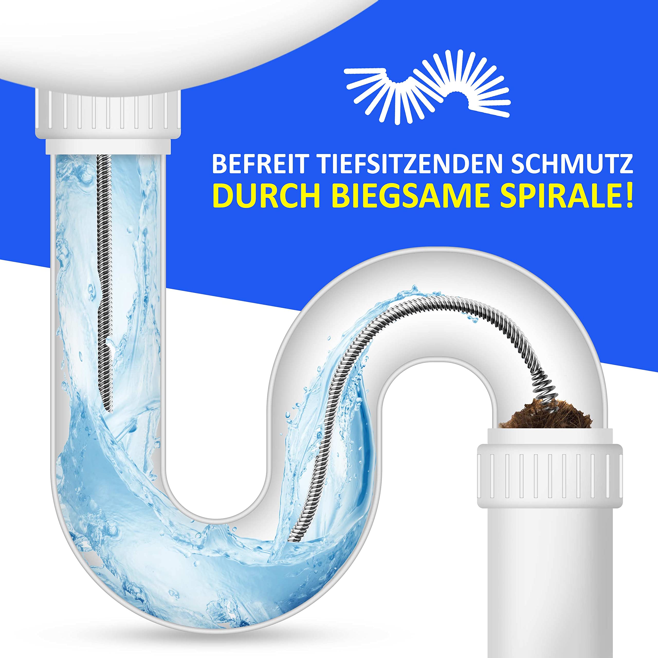 Meisterfaktur Rohrreinigungsspirale Pro [5 m] - innovativer Mechanismus - Ideale Abflussspirale für eine schnelle Rohrreinigung - Die Rohrspirale für echte Heimwerker!