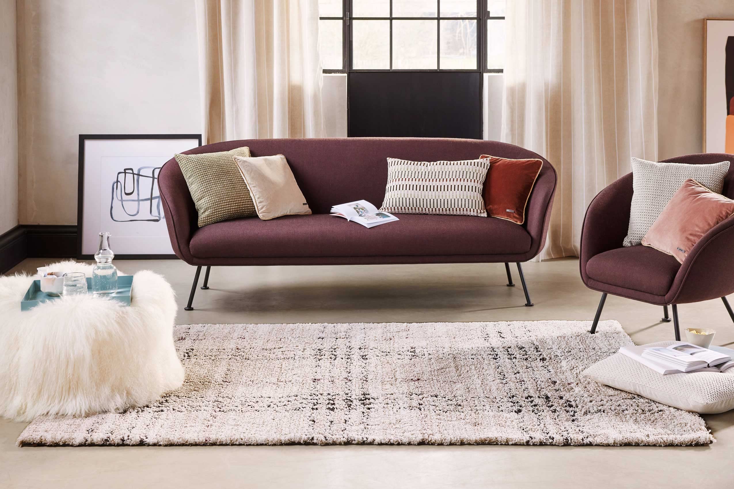 Esprit Tapis tissé moderne à poils longs, pour salon, chambre à coucher et chambre d'enfant – Nora (133 x 200 cm, blanc crème)