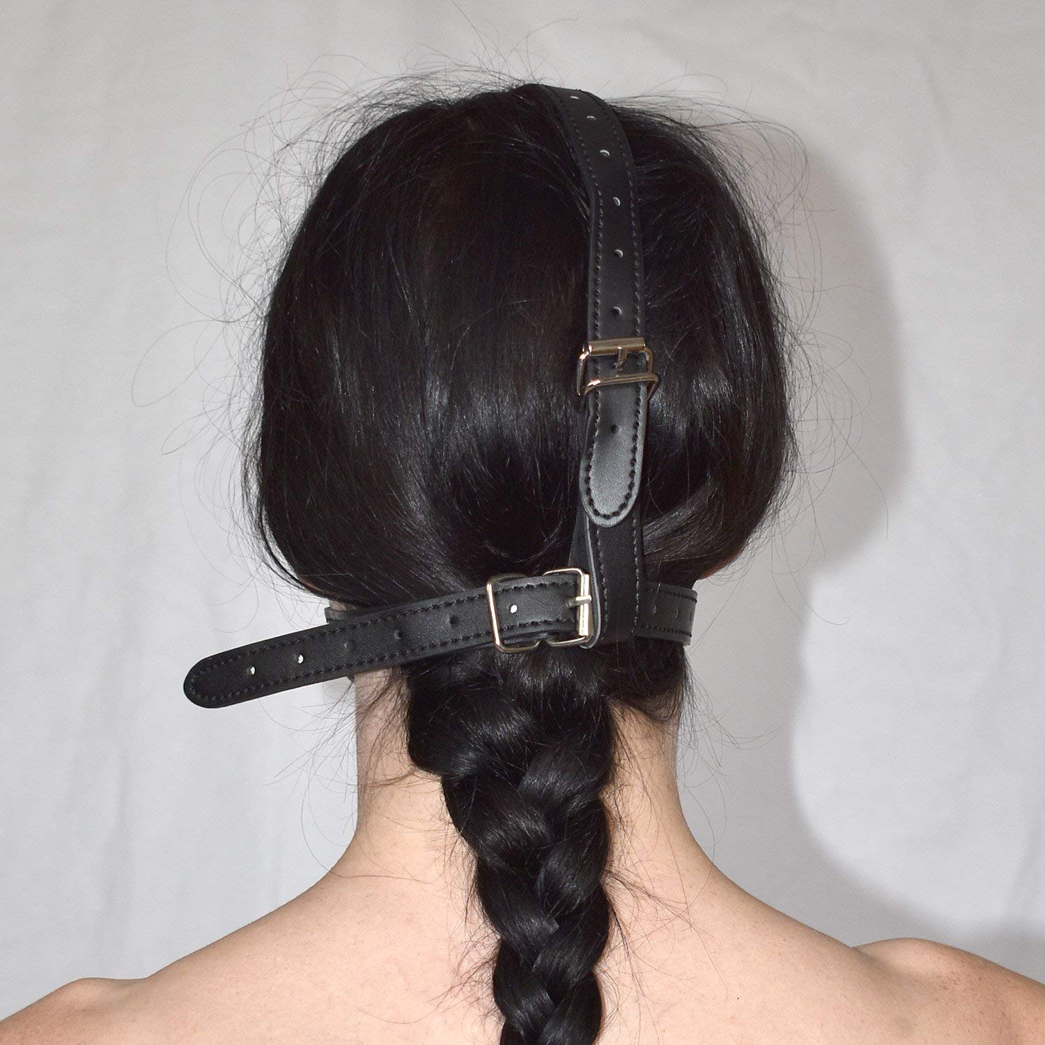 Harnais de tête fétiche en simili-cuir avec bâillon – Lèvres silicone BDSM Bondage Head Harness pour jeux de rôle érotiques & féminisation Sissy