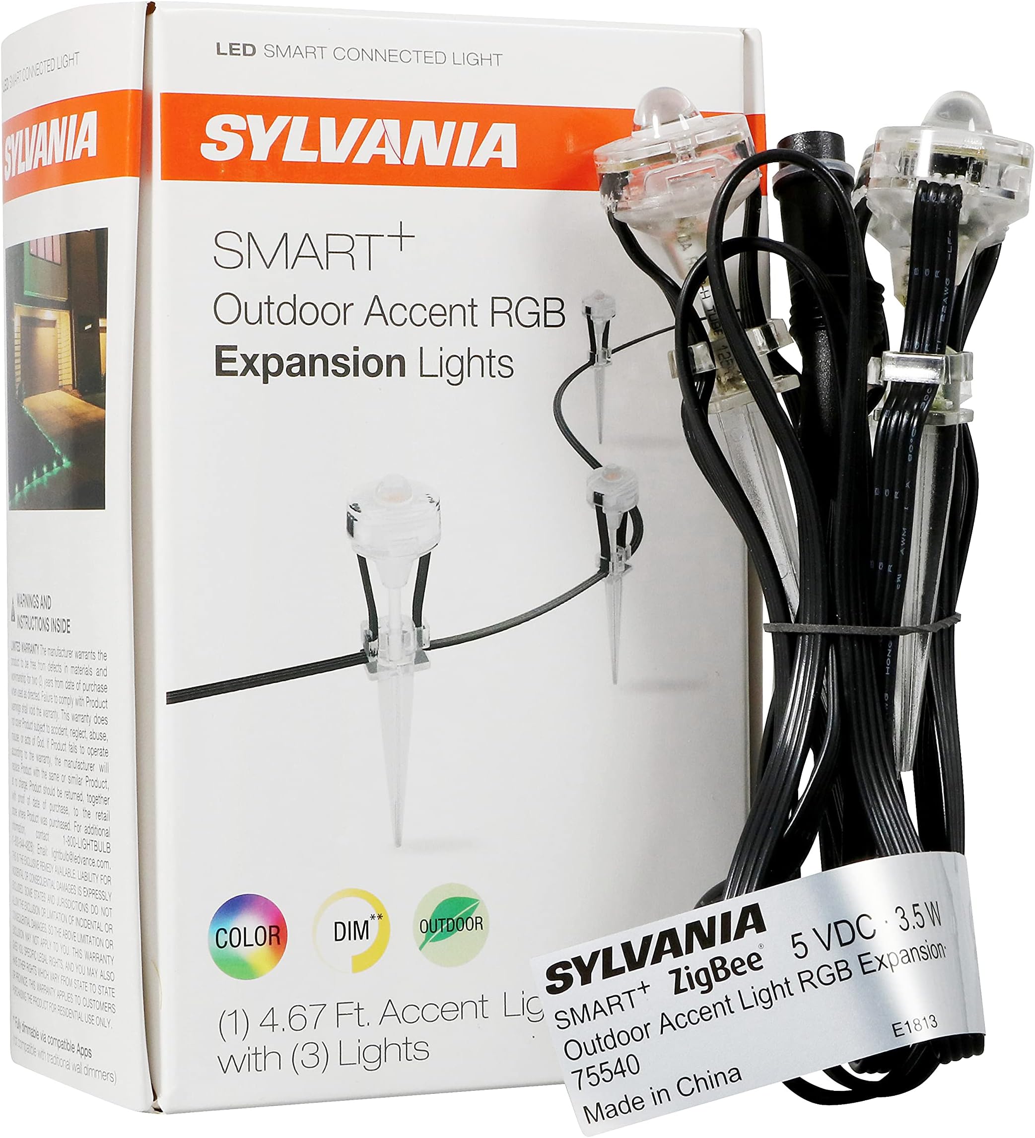 SYLVANIA SMART Zigbee Outdoor Full Color 4.5' Accent Light Expansion Kit, 3.5W LED, Dimmable, Hub Required - 1 Pack (75540)
