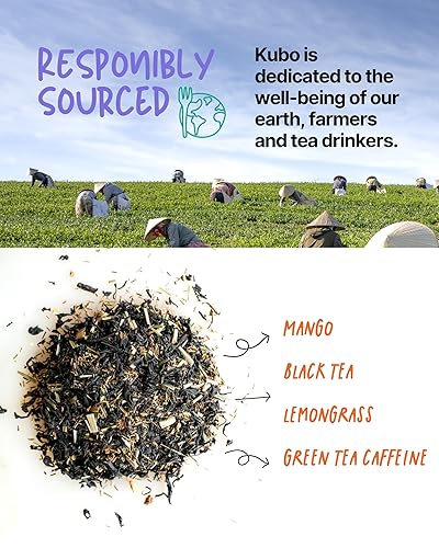 Miniatura 6 de Kubo Tea Té negro con alto contenido de cafeína (155 mg) – Té energético de limón y mango para concentración y energía limpia Alternativa de café