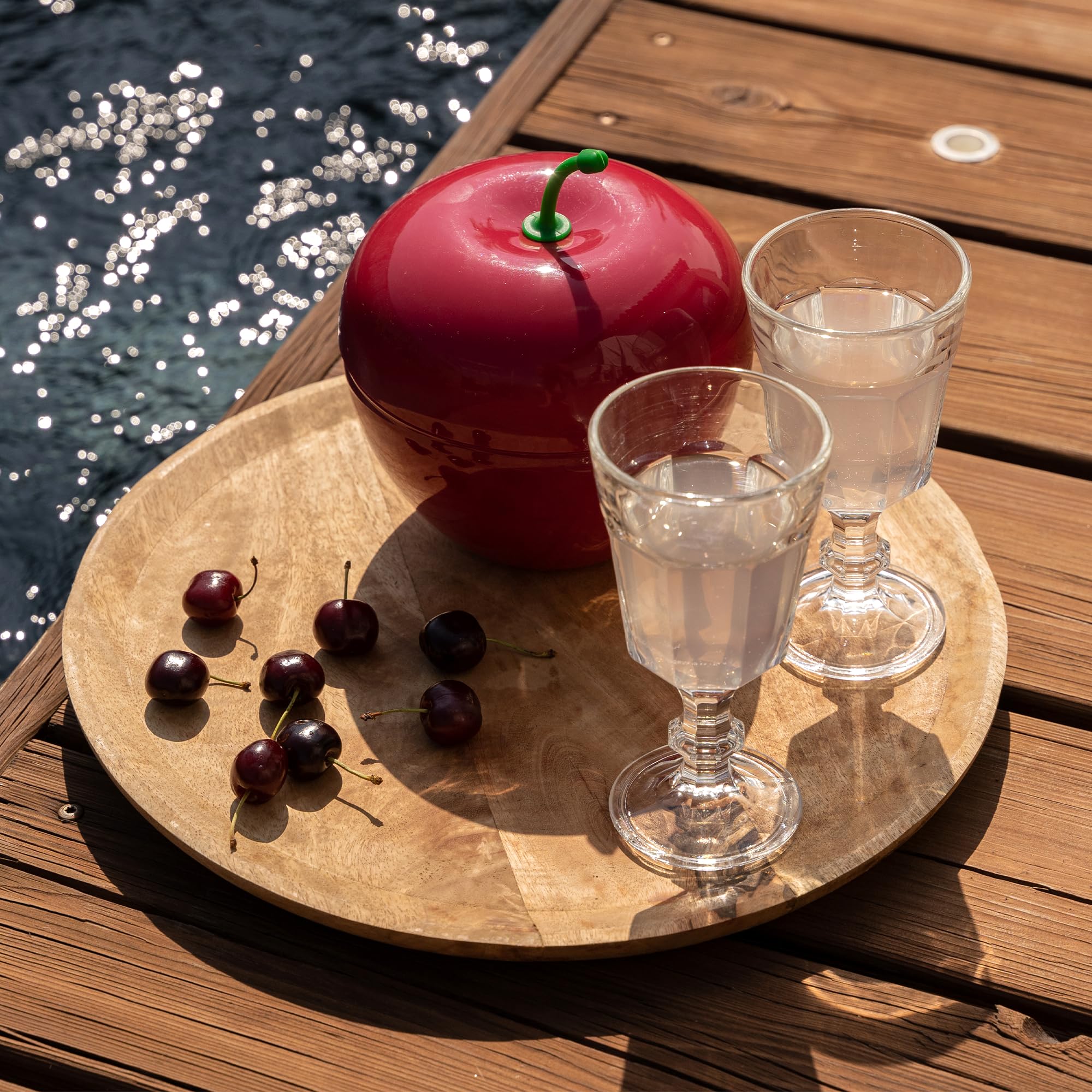 Cecoa • Cubo de Hielo Cereza • 750 ml • Doble Pared Hermética • con Tapa + Pinza • Cubo de Hielo de diseño de Frutas • Aperitivo, cócteles, mojitos, Fiestas, veladas • Compacto, Original, Isotérmico