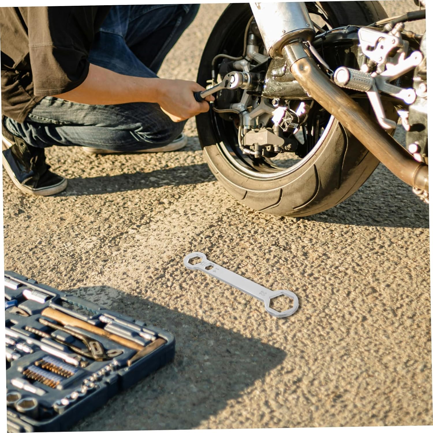 Motorcycle Axle Wrench Tool Compact Front Rear Axle Removal Wrench Lightweight Maintenance Accessory for Easy Repairs