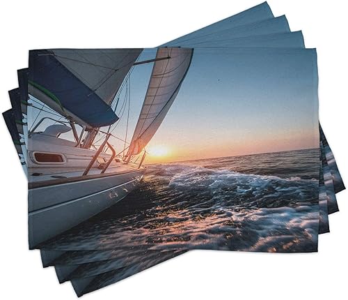 Miniatura 7 de Ambesonne - Juego de 4 individuales con diseño de estampado tribal y bohemio de bambú prehistórico en estilo de madera dentada oriental, hechos de